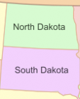 Map of South Dakota and North Dakota
