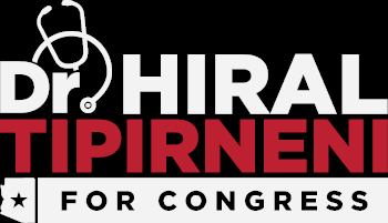 Hiral Tipirneni's campaign logo. It says "Dr. Hiral Tipirneni for Congress," with an outline of Arizona next to "for Congress" and a stethoscope wrapped around the "Dr."